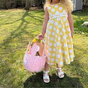 Sunny Yellow Polka Dot Kids Dress